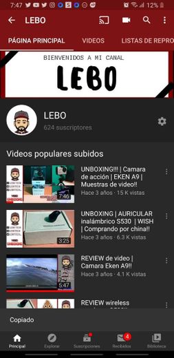 Mi canal de youtube