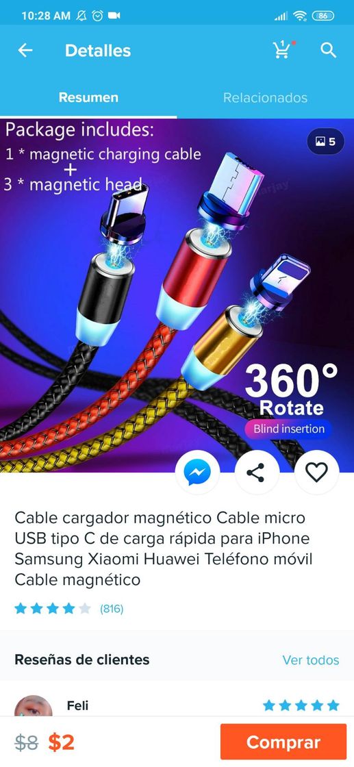 Product CABLE MAGNÉTICO USB 🔌⚡⚡💲