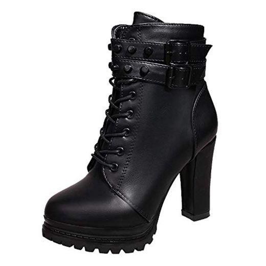 Logobeing Zapatos de Tacón Alto Botas Mujer Invierno Martain Boot Zapatos con