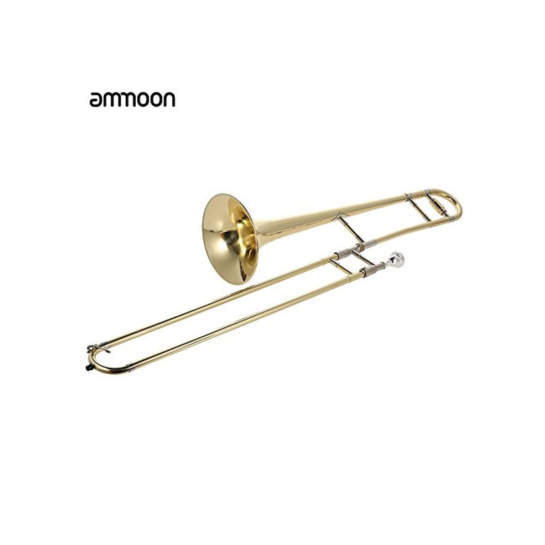 Social ammoon Tenor Trombone Brass Gold Lacquer Bb Tone B flat with Cupronickel Mouthpiece Cleaning Stick Gloves Case