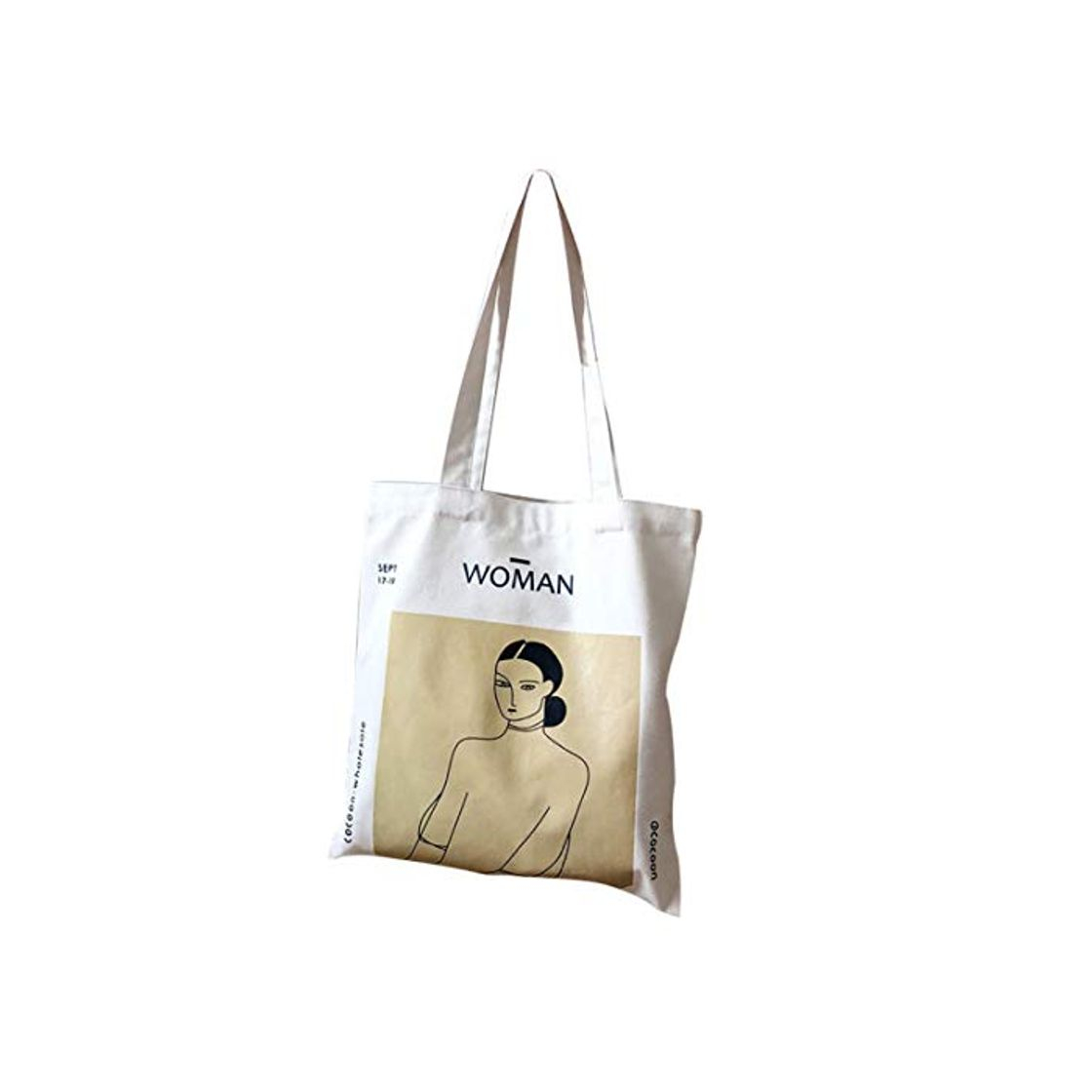 Social anaan Woman Bolsa al Hombro de 100% algodón con Asas Reutilizable y