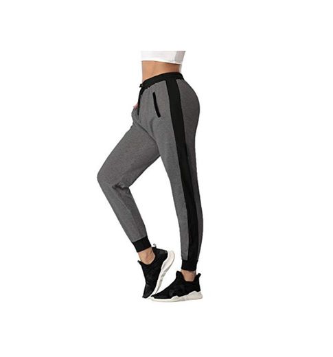Aibrou Pantalones Chándal Mujer Algodón Largos Pantalon para Deportivo Yoga Fitness Jogger Casual