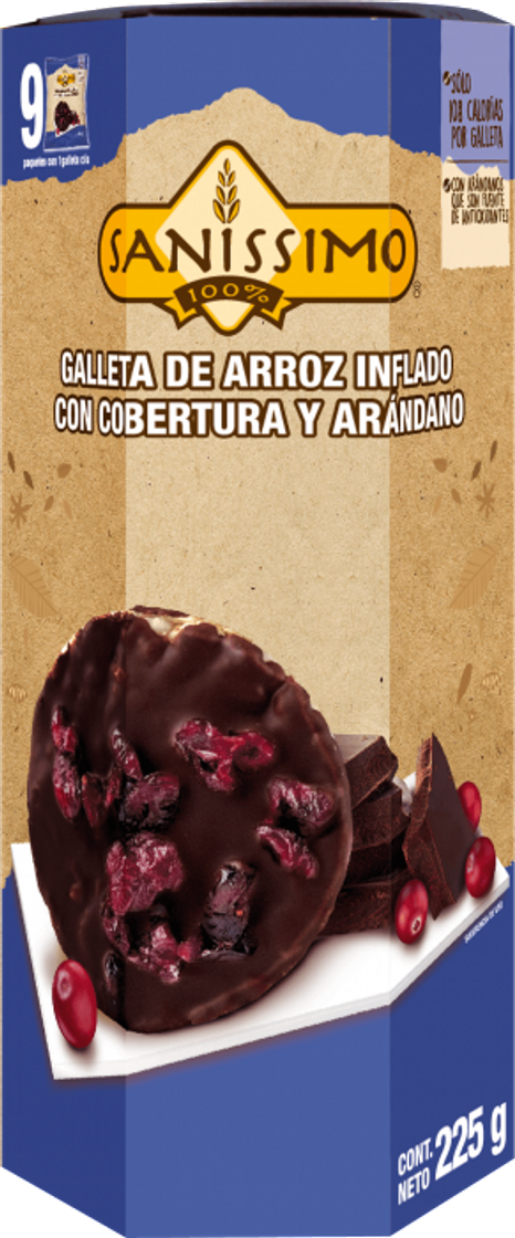 Fashion Galletas de arroz cubiertas con chocolate y arandanos