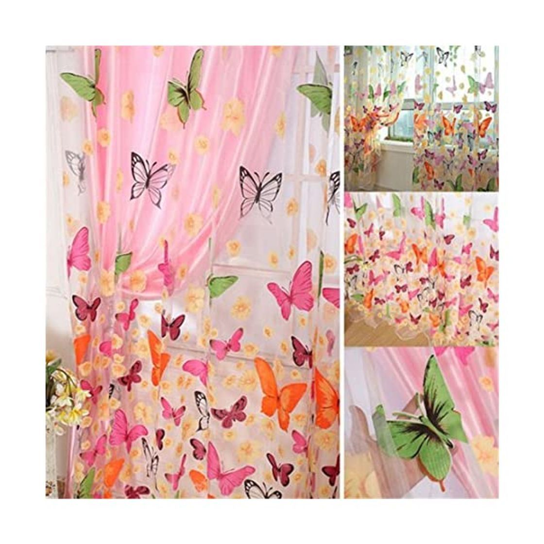 Social Mariposa floral cortinas Visillos gasa de Tulle de la cortina de ventana