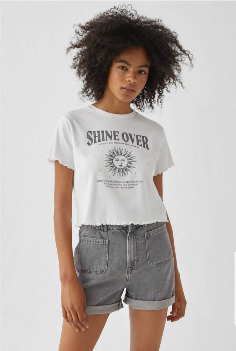 Fashion Top blanco "shine over" - Pull & bear