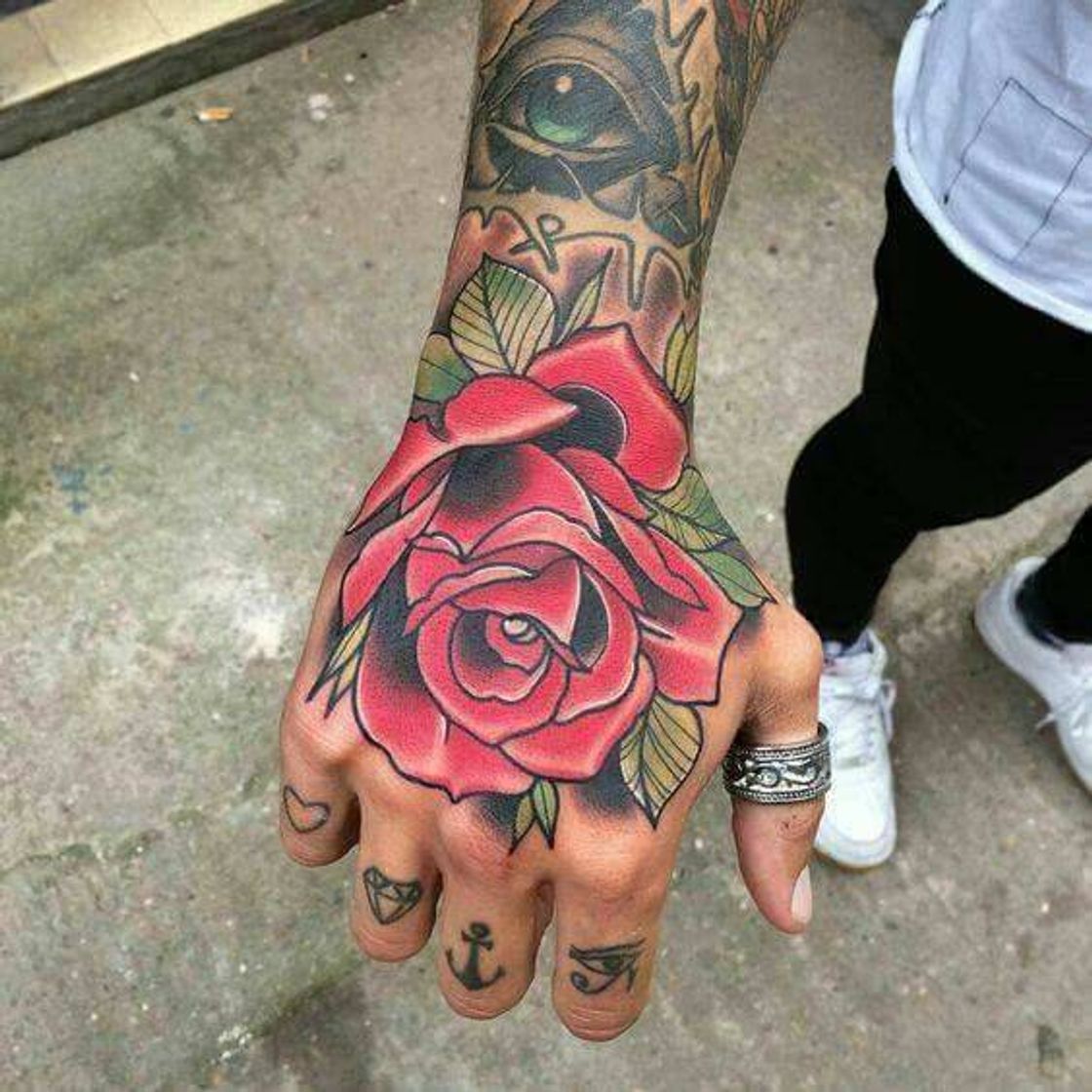 Fashion Rose Tattoo Hand