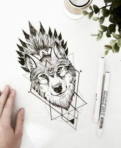 Boceto de tatuaje de lobo 