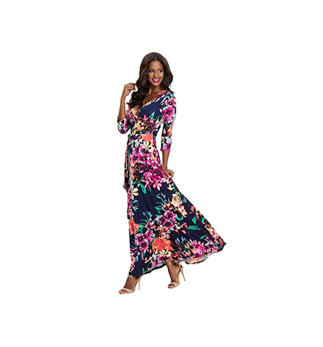 Social Vestidos Estampados Flores Mujer de Verano Cuello en V Manga 3