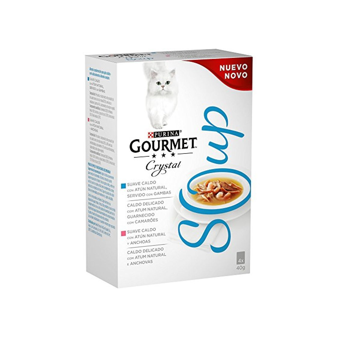 Social Purina Gourmet Crystal Soup comida para gatos con Atun Natural y Gambas
