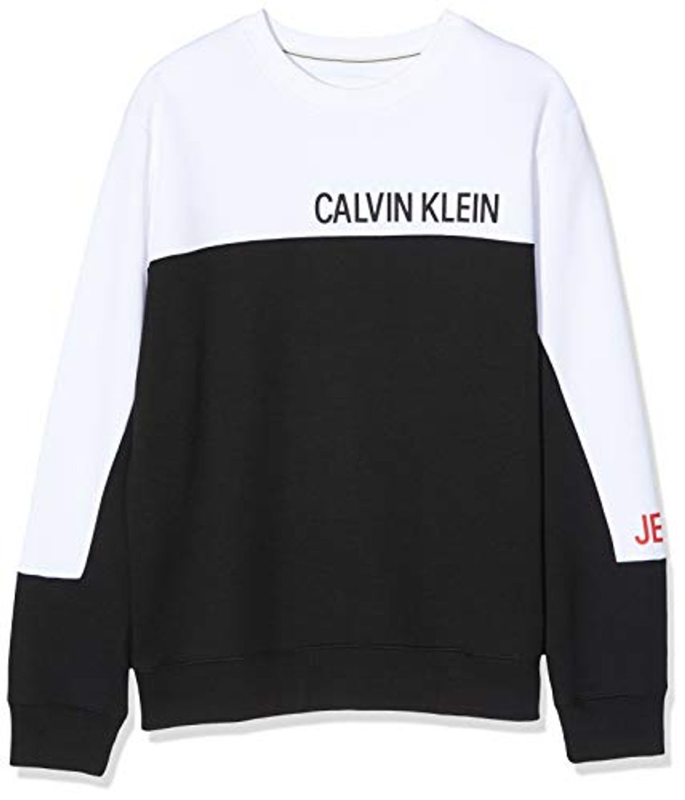 Fashion Calvin Klein Color Block Panel Crew Neck Sudadera, Negro