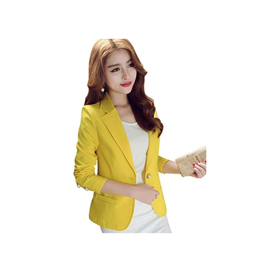 Producto Kaiyei Mujer Otoño Primavera Blazers y Chaquetas Trabajo Oficina Dama Traje Slim Office Blazer Mujer Escudo Amarillo S