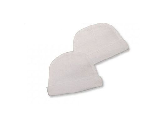 2 x Baby White Beani Hats Caps size 0