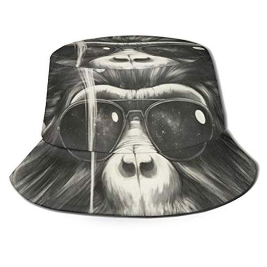 ZAlay siSombrero Ucket Cool Monkey Sombreros de Pesca Cubo Sombreros de Sol Sombreros de protección Transpirables Unisex