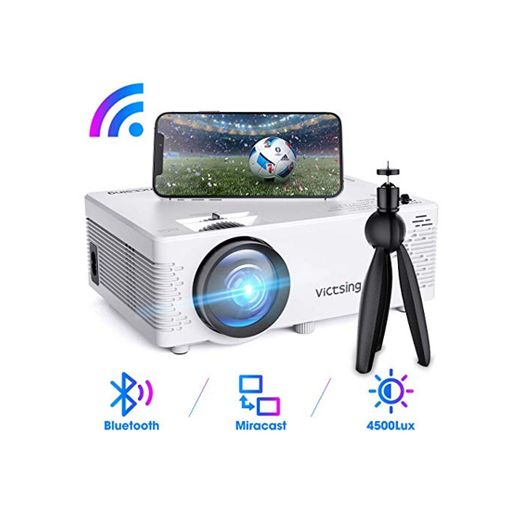 Mini Proyector, VicTsing Proyector WiFi Bluetooth Soporta 1080P Full HD, Proyector Cine en Casa