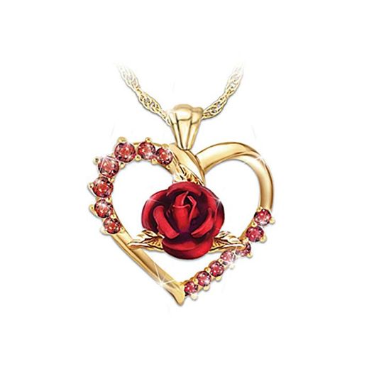 Sairis Creative Diamond Zircon Rose Love Heart Pendant European and American Short Clavicle Chain Fashion Exotic