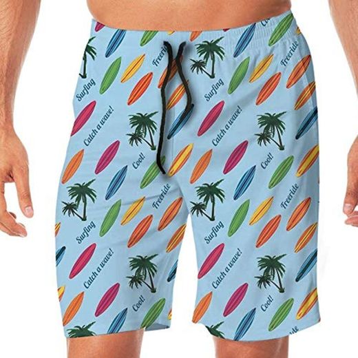 FAFANIQ Man Lightweight Swim Short Surfboard Exotic Hawaii Vacation Palm Trees