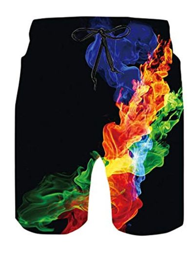 Rave on Friday Hombre Pantalones Cortos de Playa 3D Impresos Boardshorts Hawaii Funky Beach Shorts Colorful XXL