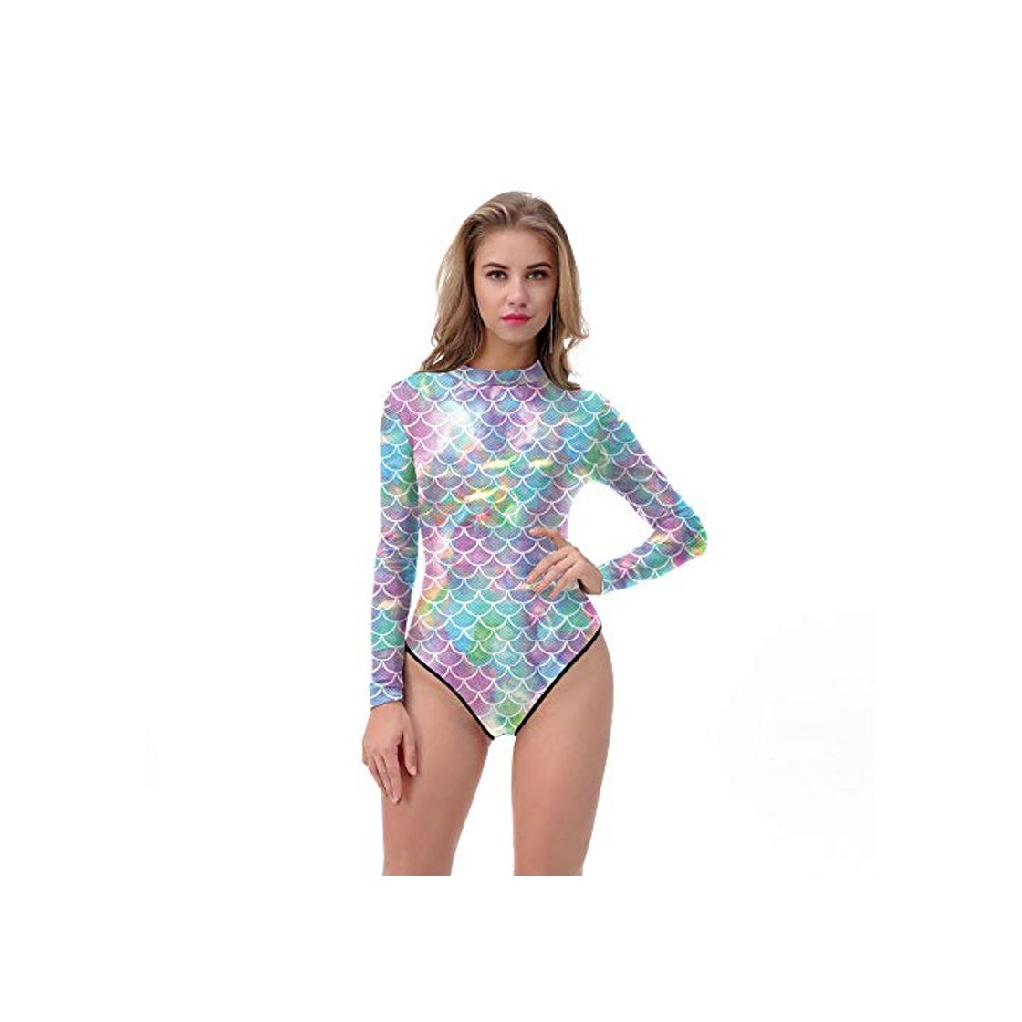 Moda HGUIAZ Mujer Bodysuit Sexy Swimwear con Pez Escamas 3D Impreso Modelo Una