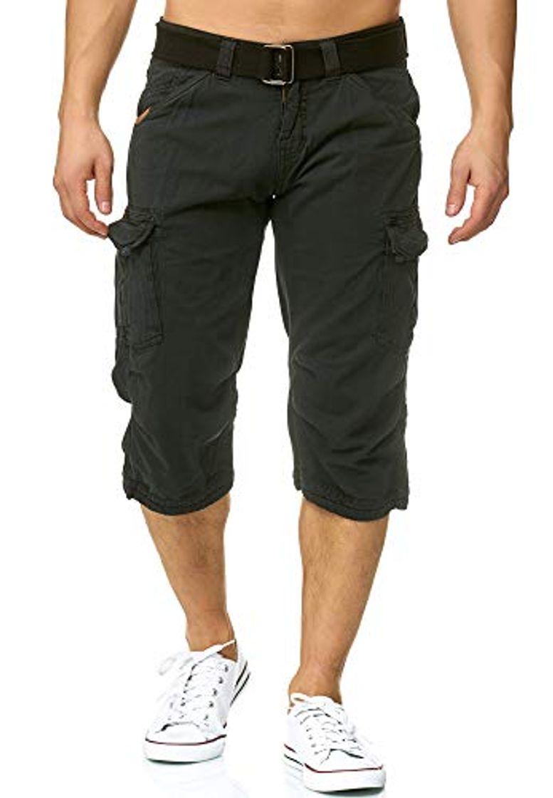 Fashion Indicode Caballero Nicolas Check Pantalones Cortos 3/4 Cargo a Cuadros con 6