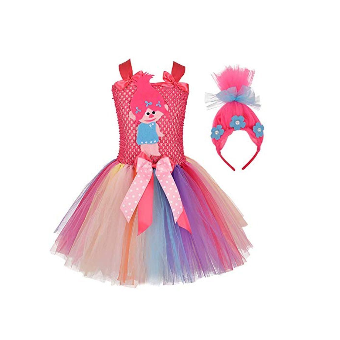 Moda Trolls vestido de princesa con estampado de amapola para niñas