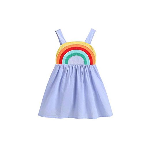 Baby Girl Backless Rainbow Sling Dress Vestidos Casuales de Vacaciones