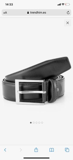 Cinturón básico de piel negra con hebilla plateada - Trendhim.es