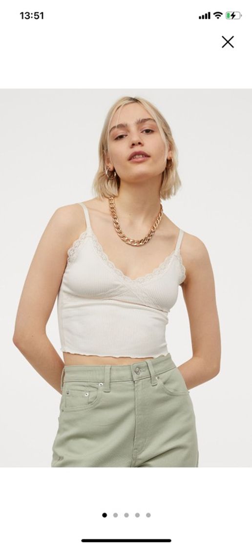 Moda Top de canalé - Crema - MUJER | H&M ES