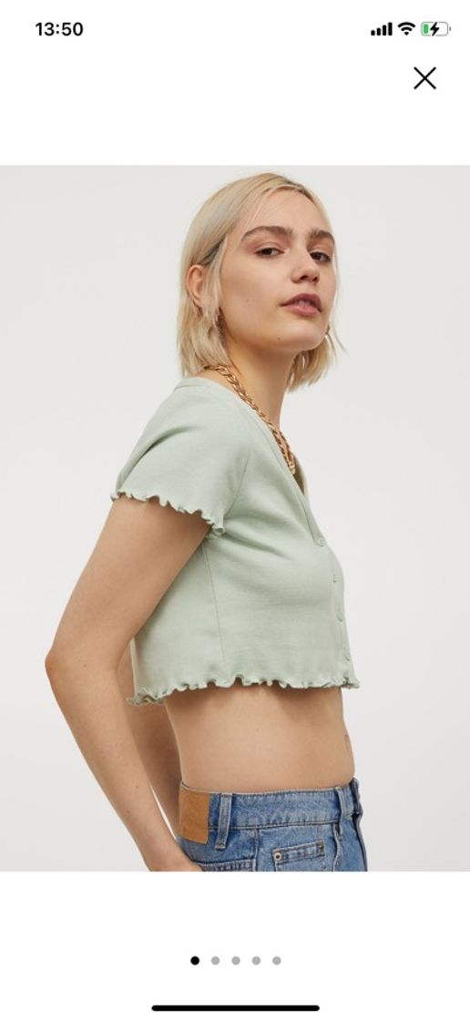 Moda Top cropped con botones - Verde menta - MUJER | H&M ES