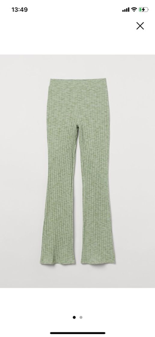 Moda Leggings en punto de canalé - Verde claro jaspeado - MUJER - H&M