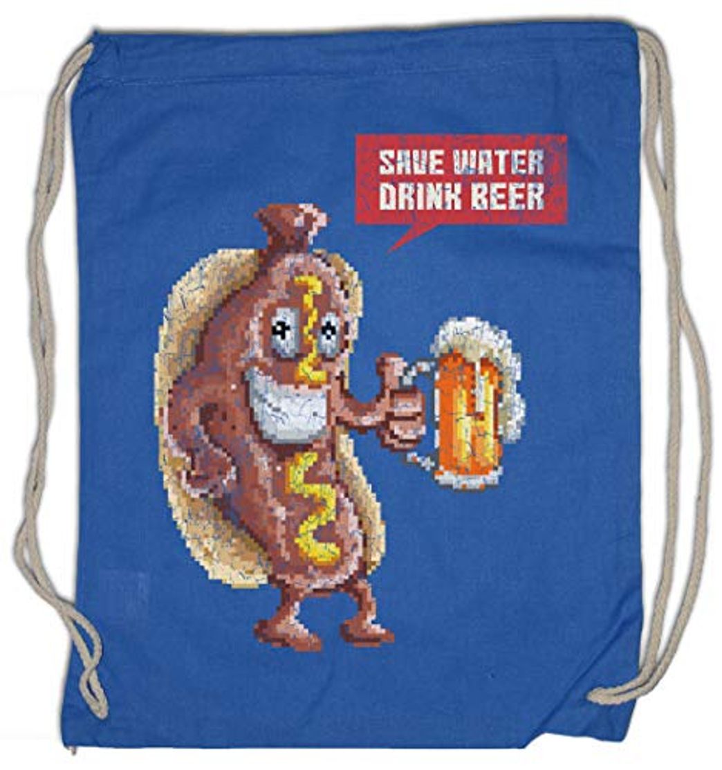 Moda Urban Backwoods Hotdog Save Water Drink Beer Bolsa de Cuerdas con Cordón Gimnasio