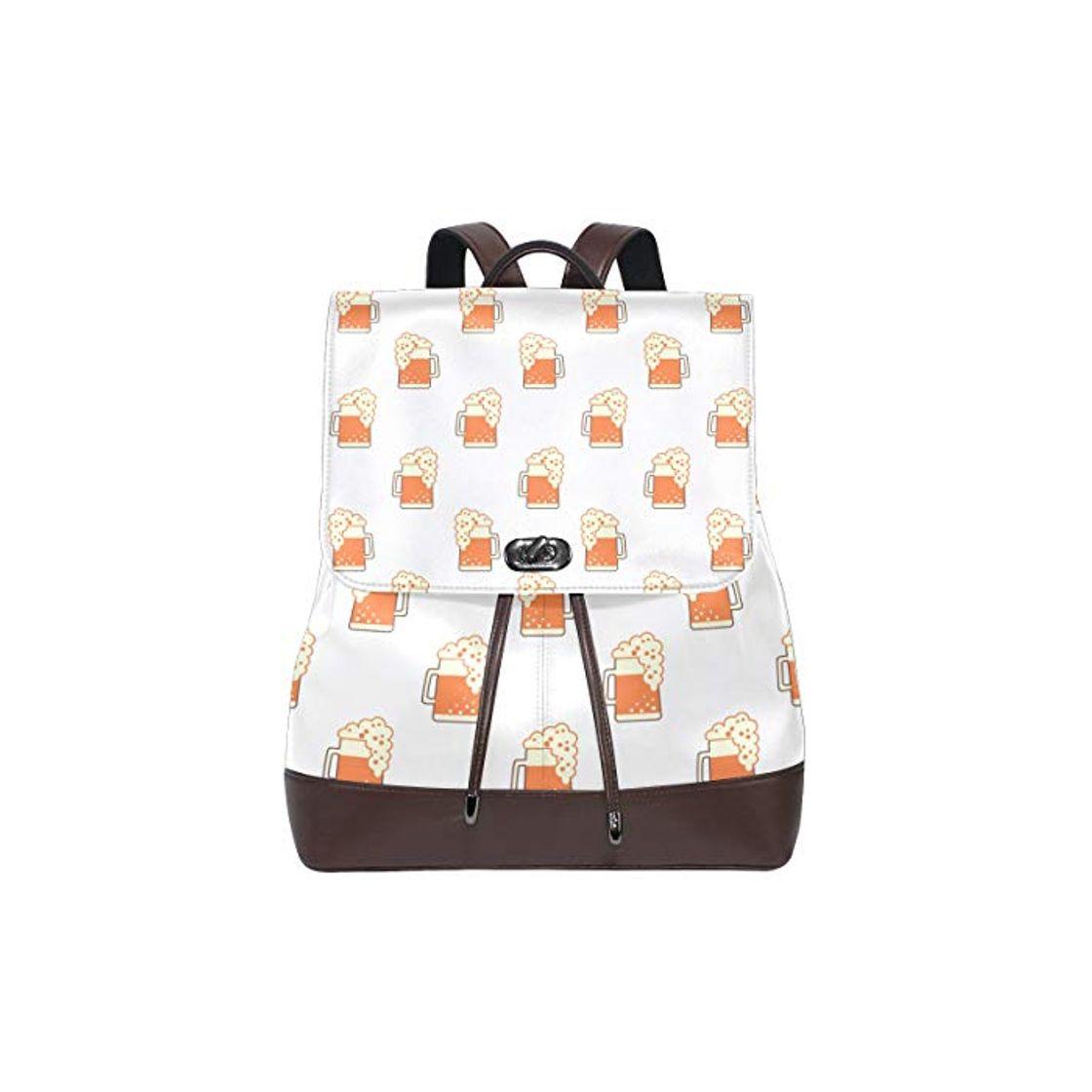 Moda FAJRO Cartoon Orange Beers Mochila de viaje de cuero bolso escolar