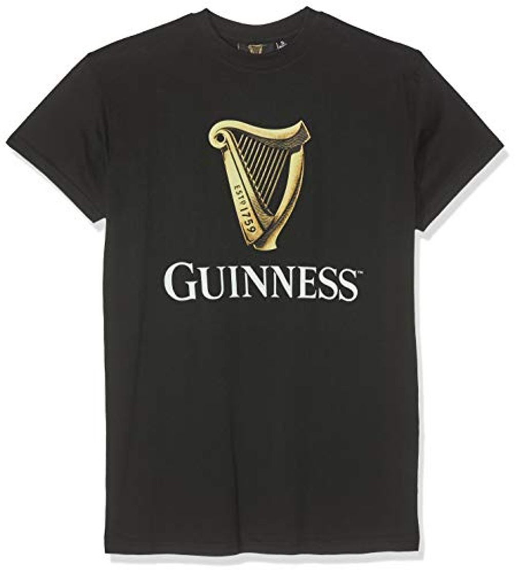 Moda Guinness BLK Guin Harp R/N T Camiseta, Negro