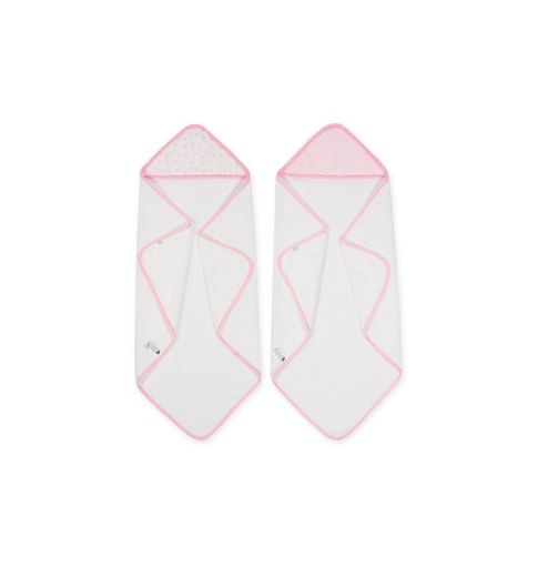 Just Born® Pom Pom 2-Pack Hooded Towels in Pink
