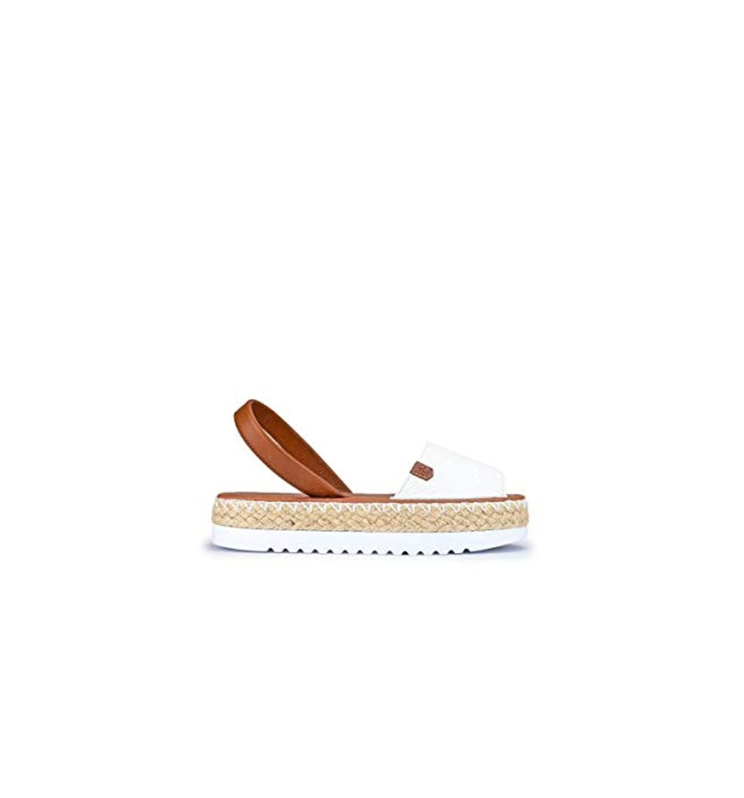 Social POPA SAONA Bicolor Blanco 31604 018 Menorquinas con Plataforma para Mujer