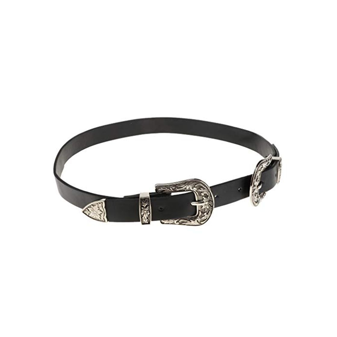 Social Baoblaze Cinturón de Mujer Hebilla Doble Ajustable de Vendimia - Plata