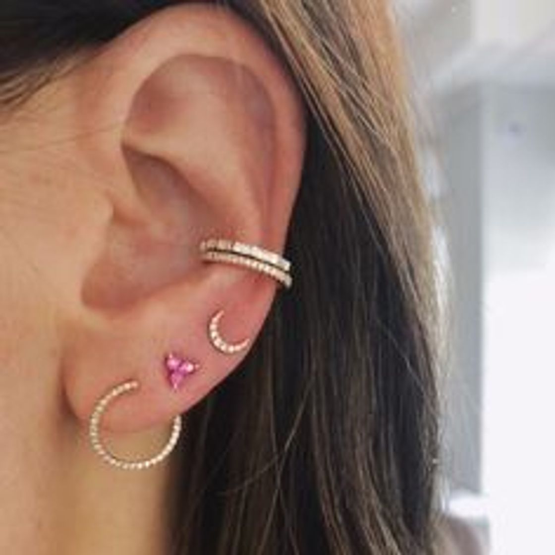 Social Pack de Earcuff Straight em Prata