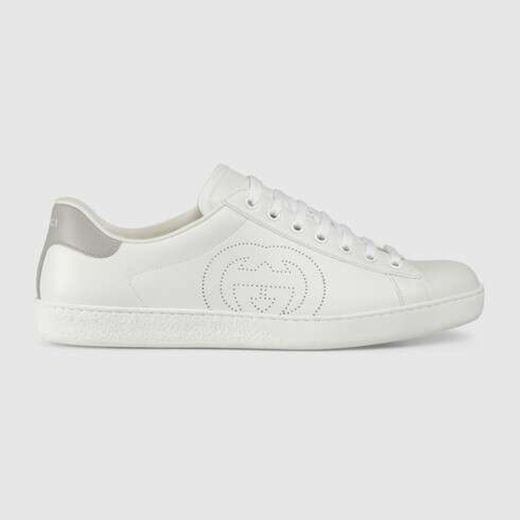 Men's Ace Sneaker White Leather With Interlocking G | GUCCI® BG