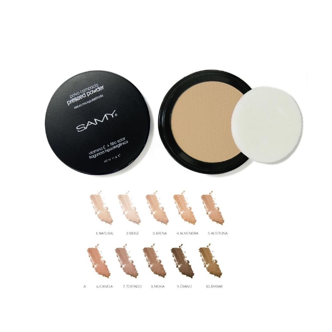 Moda Polvos compactos micropulverizados. Samy cosmetics