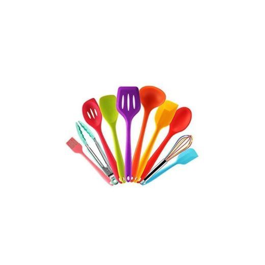 Set utensilios de cocina silicona de colores con Espátula