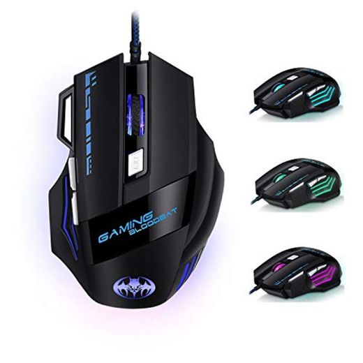 Ratón Gaming - iAmotus Ratón Gaming Óptico[6800 DPI Ajustable] Ratón Gamer Con