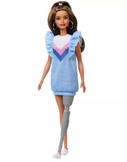 Barbie fashionista - cabelo moreno e perna protética 