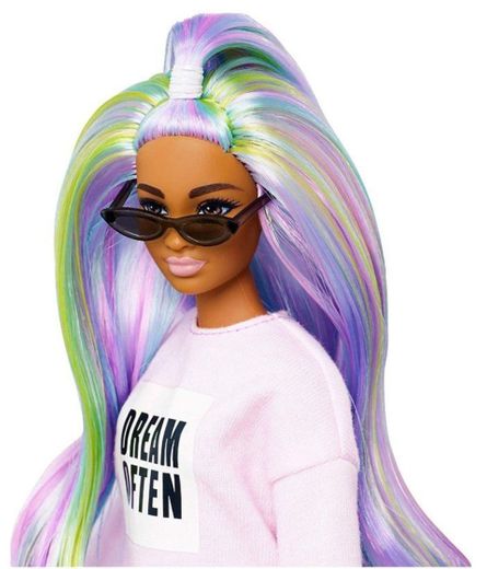 Barbie fashionista- 136 cabelo longo de arco íris 