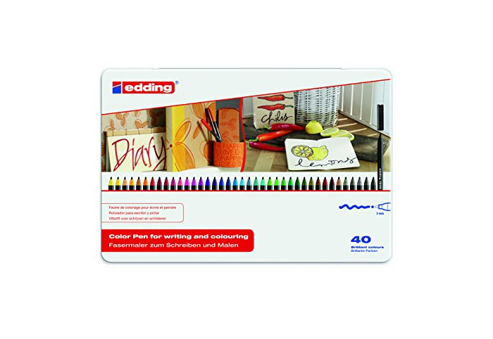 Social Edding 1300-40S - Estuche de metal con 40 rotuladores