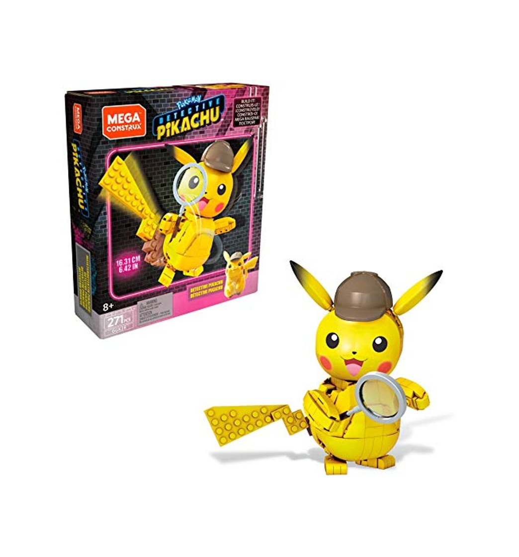 Social Mega Construx Detective Pikachu Figura construible, Juguete de Construcción de la Película