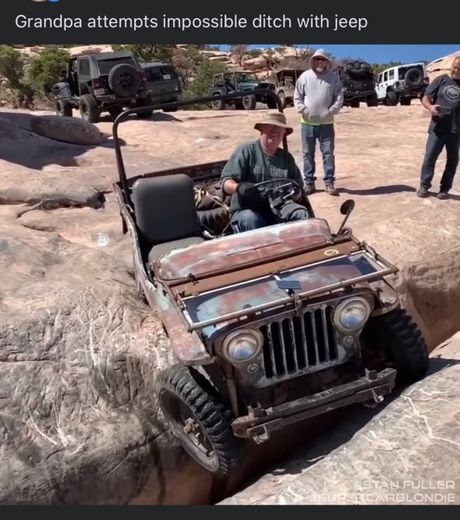 Abuelo en Jeep 1948 intenta hacer 4x4 en Golden Crack 