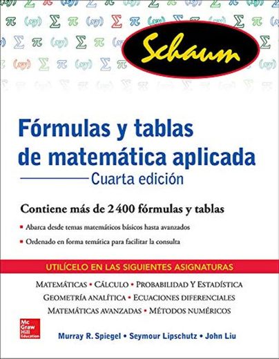 FORMULAS Y TABLAS DE MATEMATICA APLICADA