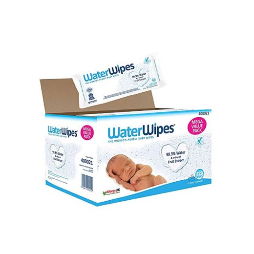 WaterWipes Toallitas para Pieles Sensible de Bebé, 12 paquetes x 60 toallitas