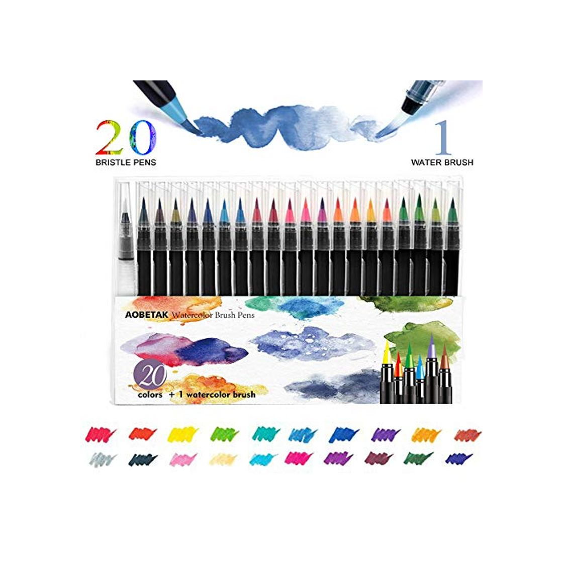 Producto Watercolor Brush Pen,AOBETAK 20 Rotuladores Acuarelables