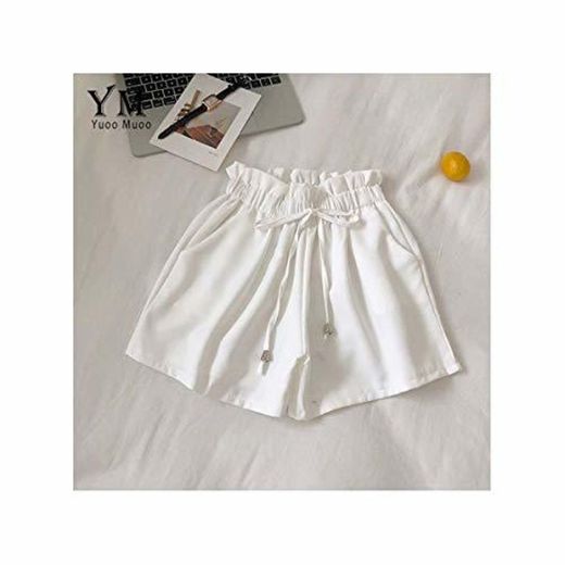 Paperbag High Waisted Shorts for Women 2019 Summer Candy Colors Girl Wide