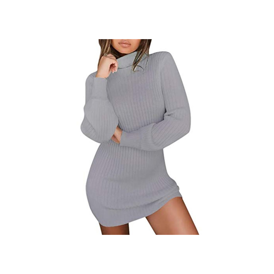 Social DEELIN Vestido De Cuello Alto De Cuello Alto De Manga Larga Sexy